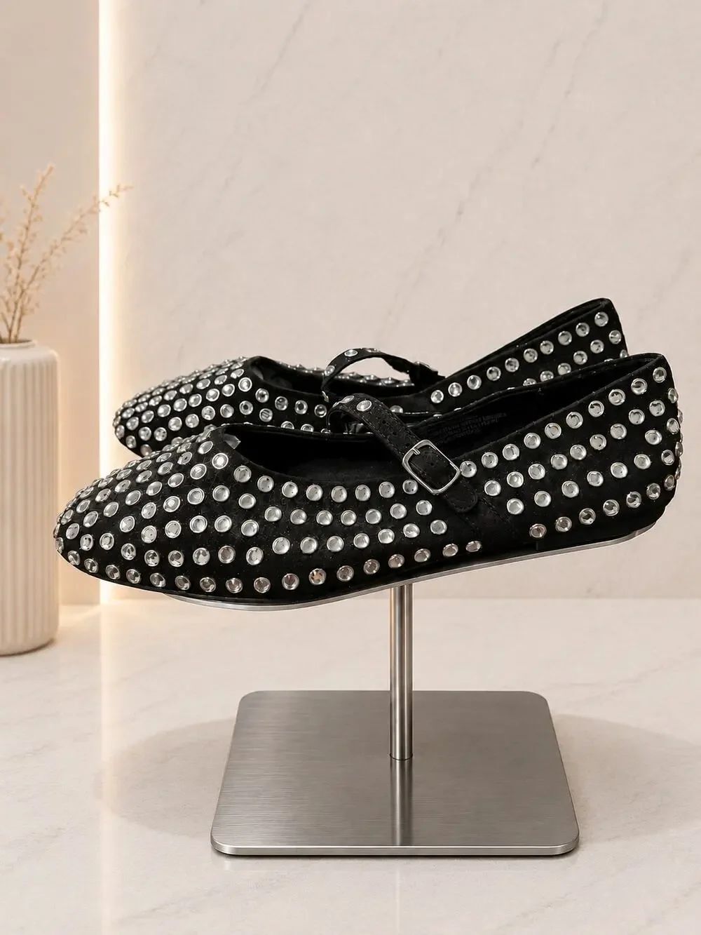 A New Day Sammie Studded Mary Jane Ballet Flats Black Size 11